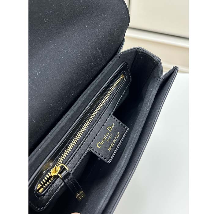 Dior Women CD Signature Bag Strap Black CD-Embossed Box Calfskin (4)
