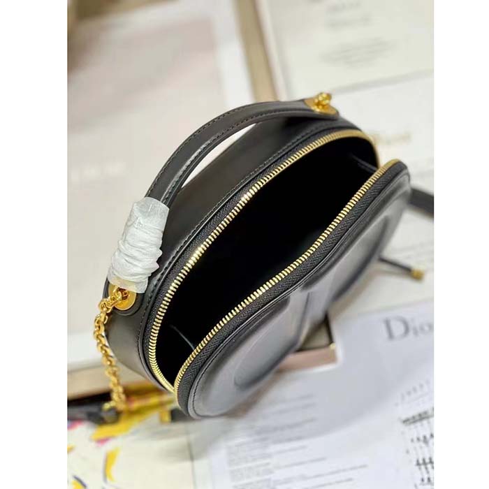 Dior Women CD Signature Oval Camera Bag Black Calfskin Embossed CD Signature (3)