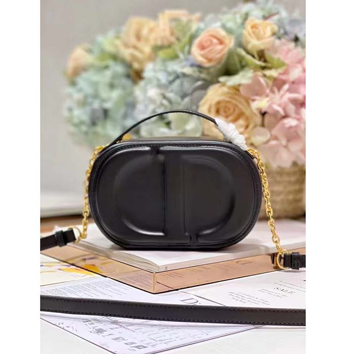 Dior Women CD Signature Oval Camera Bag Black Calfskin Embossed CD Signature (4)