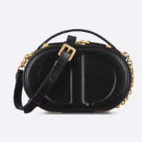 Dior Women CD Signature Oval Camera Bag Black Calfskin Embossed CD Signature (5)