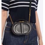 Dior Women CD Signature Oval Camera Bag Black Calfskin Embossed CD Signature – Image 13