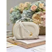 Dior Women CD Signature Oval Camera Bag Latte Calfskin Calfskin Embossed (1)