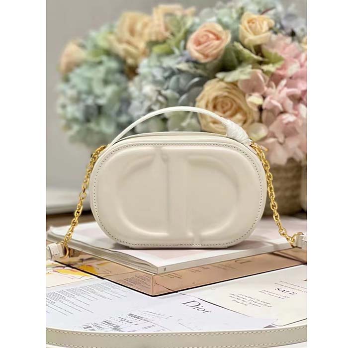 Dior Women CD Signature Oval Camera Bag Latte Calfskin Calfskin Embossed (4)
