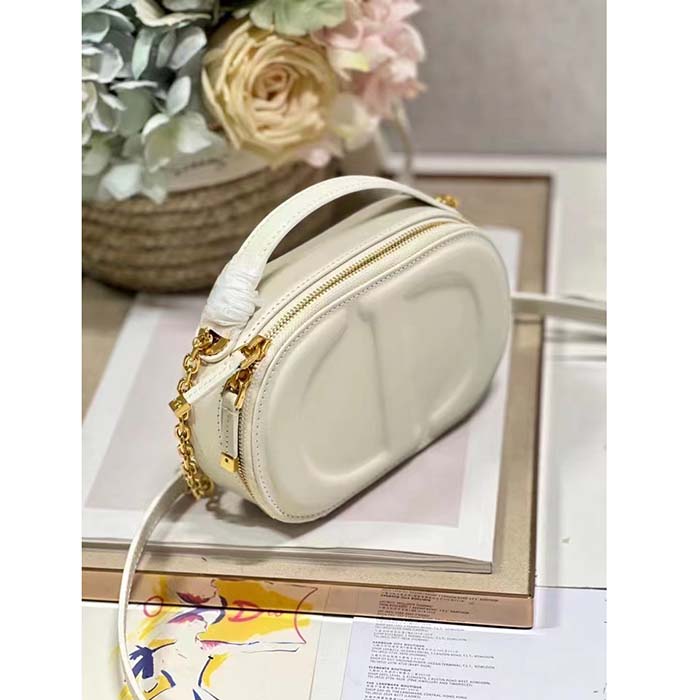 Dior Women CD Signature Oval Camera Bag Latte Calfskin Calfskin Embossed (5)