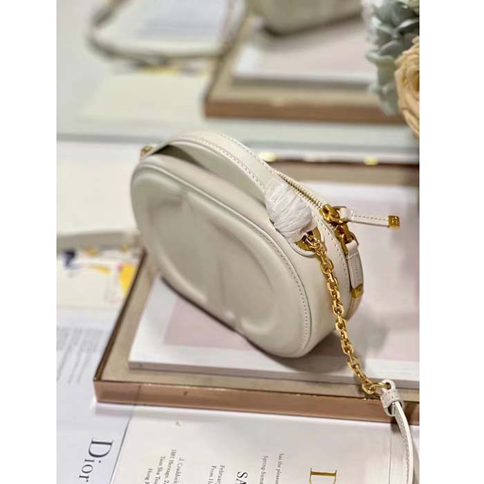 Dior Women CD Signature Oval Camera Bag Latte Calfskin Calfskin Embossed (9)