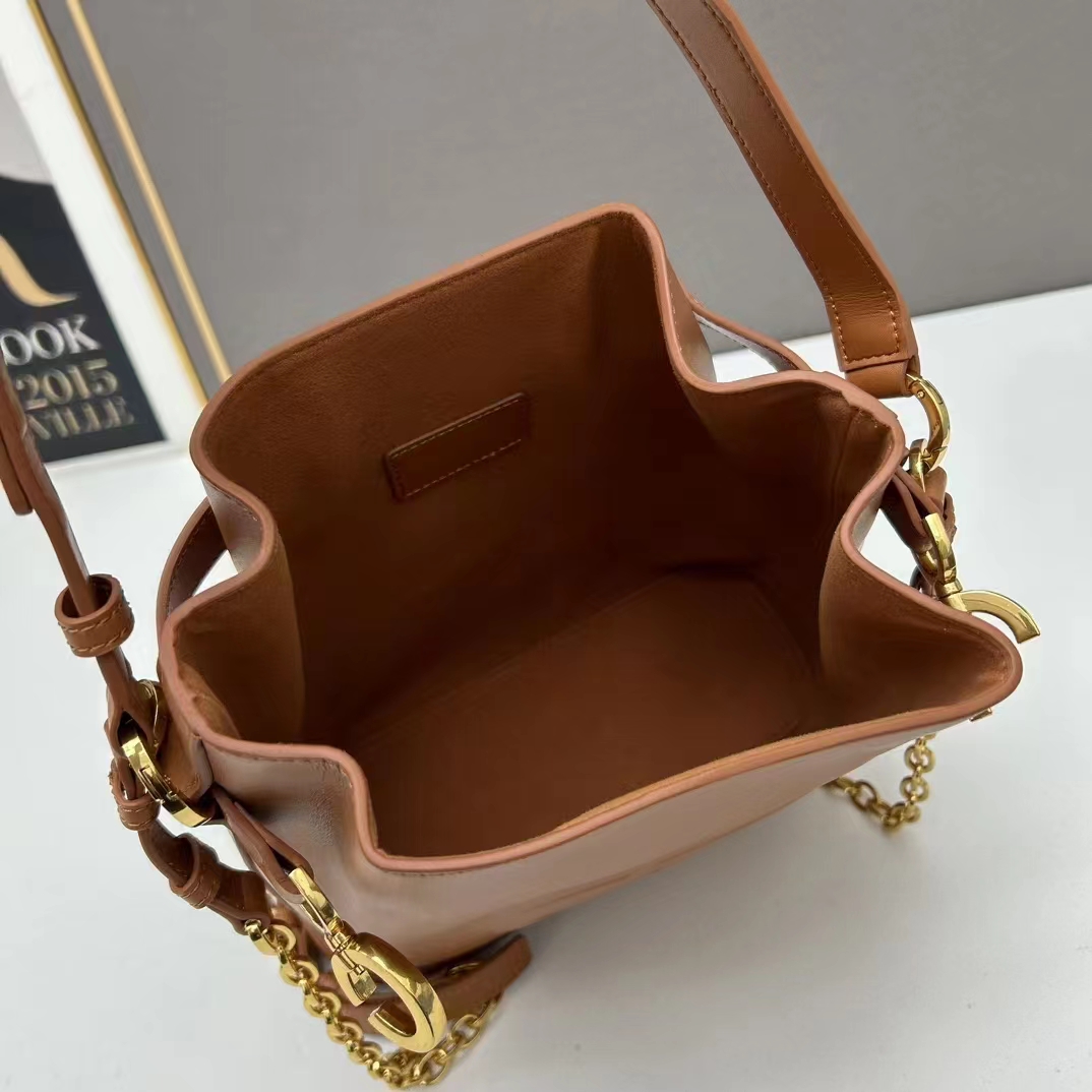 Dior Women CD Small C’est Dior Bag Golden Saddle CD-Embossed Calfskin (5)