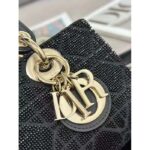 Dior Women CD Small Lady D-Joy Bag Black Cannage Cotton Micropearl Embroidery – Image 8
