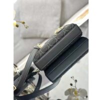 Dior Women CD Small Lady D-Joy Bag Black Cannage Cotton Micropearl Embroidery (8)