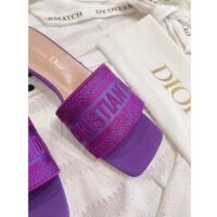 Dior Women Shoes Dway Heeled Slide Purple Embroidered Satin Cotton (3)