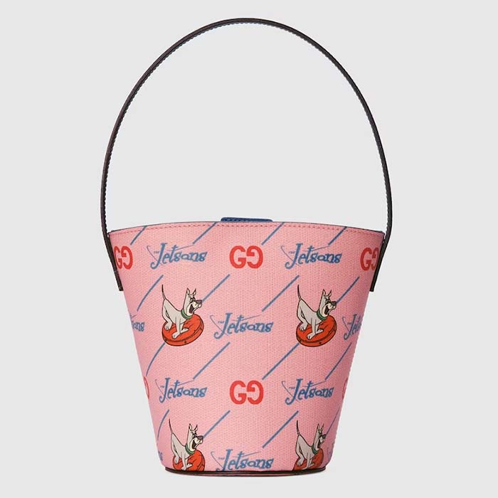 Gucci Children's Printed Bucket Bag GG The Jetsons Print Pink Supreme Canvas