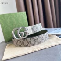 Gucci GG Unisex Marmont Reversible Belt Beige Ebony Supreme Canvas 3.8 CM Width (5)