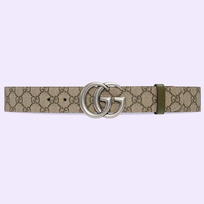 Gucci GG Unisex Marmont Reversible Belt Beige Ebony Supreme Canvas 3.8 CM Width (5)
