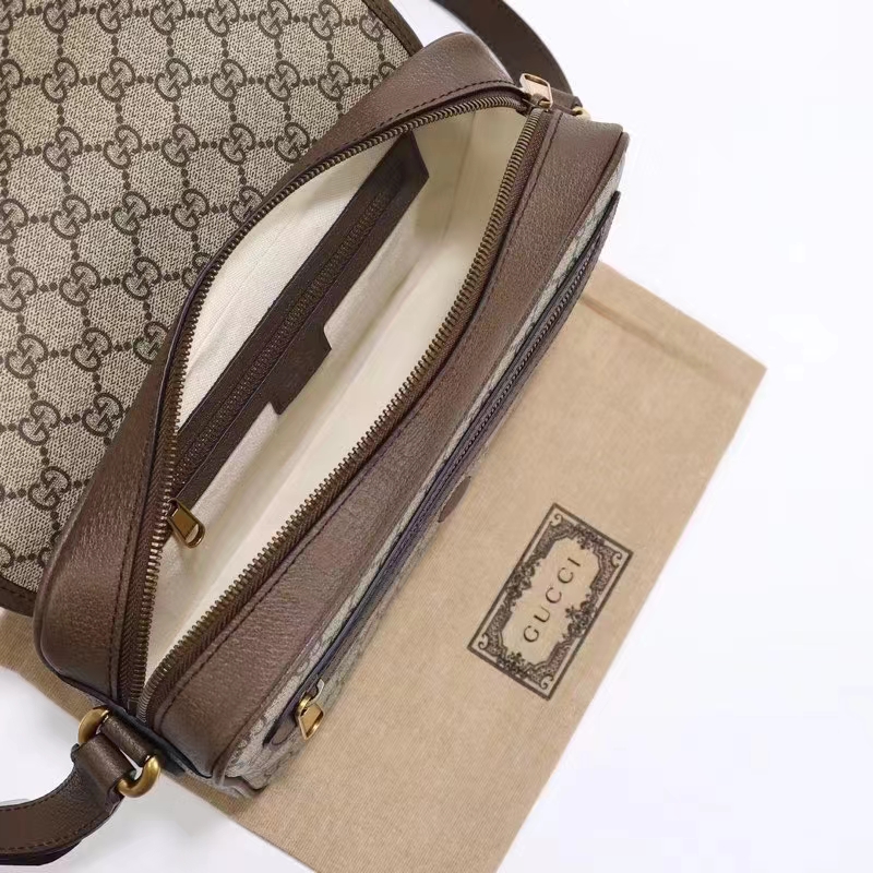 Gucci GG Unisex Ophidia Messenger Bag Beige Ebony GG Supreme Canvas Double G (12)