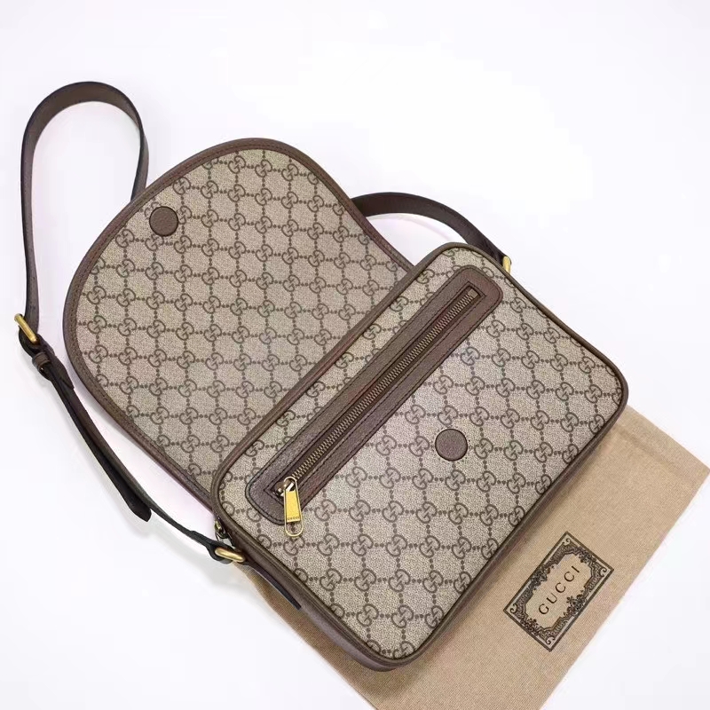 Gucci GG Unisex Ophidia Messenger Bag Beige Ebony GG Supreme Canvas Double G (3)