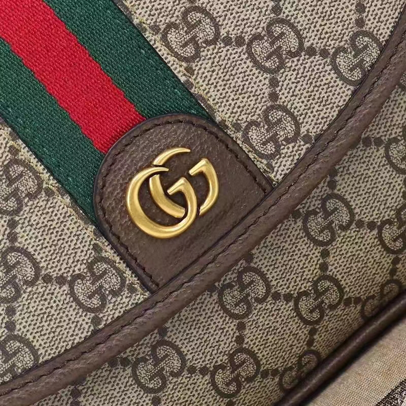 Gucci GG Unisex Ophidia Messenger Bag Beige Ebony GG Supreme Canvas Double G (5)