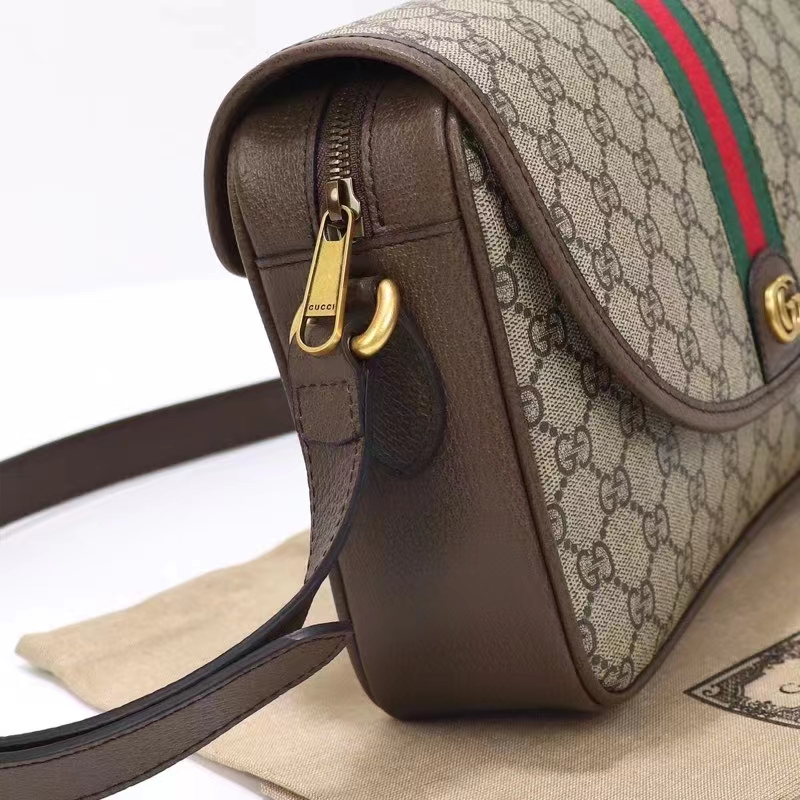 Gucci GG Unisex Ophidia Messenger Bag Beige Ebony GG Supreme Canvas Double G (6)