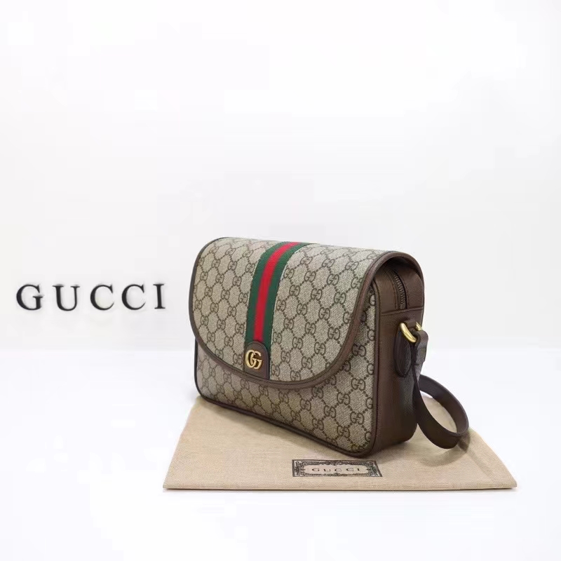 Gucci GG Unisex Ophidia Messenger Bag Beige Ebony GG Supreme Canvas Double G (7)