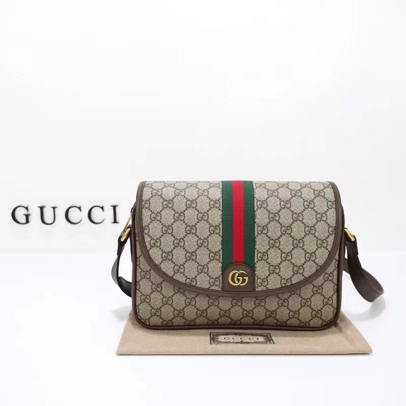 Gucci GG Unisex Ophidia Messenger Bag Beige Ebony GG Supreme Canvas Double G (9)