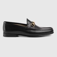 Gucci Men GG 1953 Horsebit Loafer Black Leather Flat 1.3 CM Heel