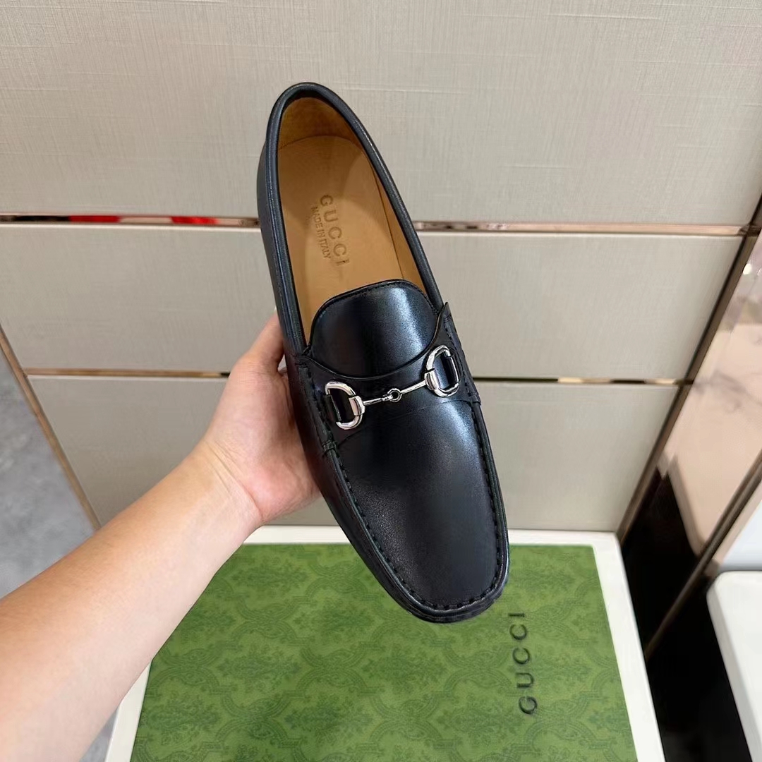 Gucci Men GG 1953 Horsebit Loafer Black Leather Flat 1.3 CM Heel (3)