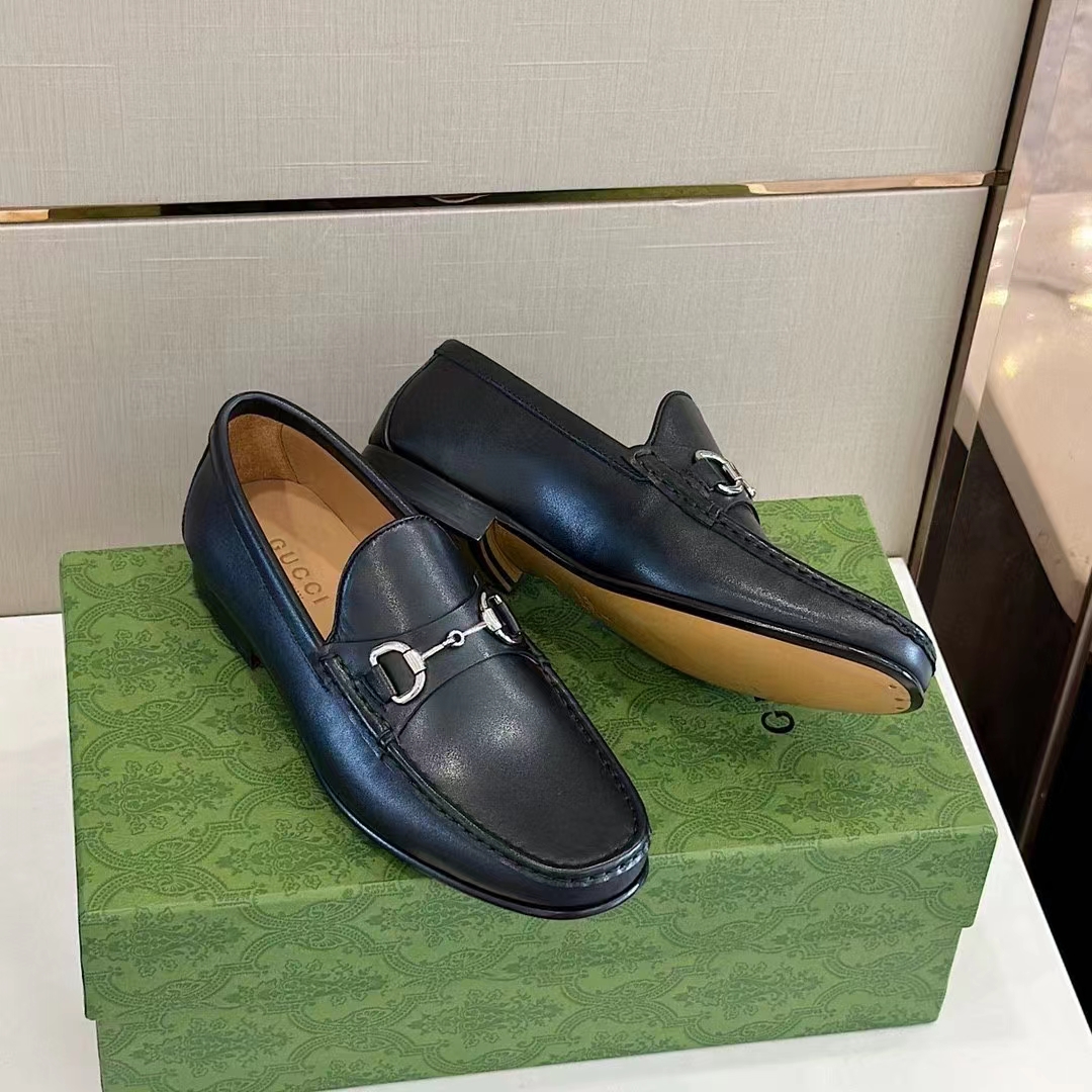 Gucci Men GG 1953 Horsebit Loafer Black Leather Flat 1.3 CM Heel (7)