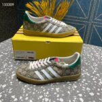 Gucci Unisex Adidas x Gucci Gazelle Sneaker Beige Ebony GG Supreme Canvas Low Heel - Image 3