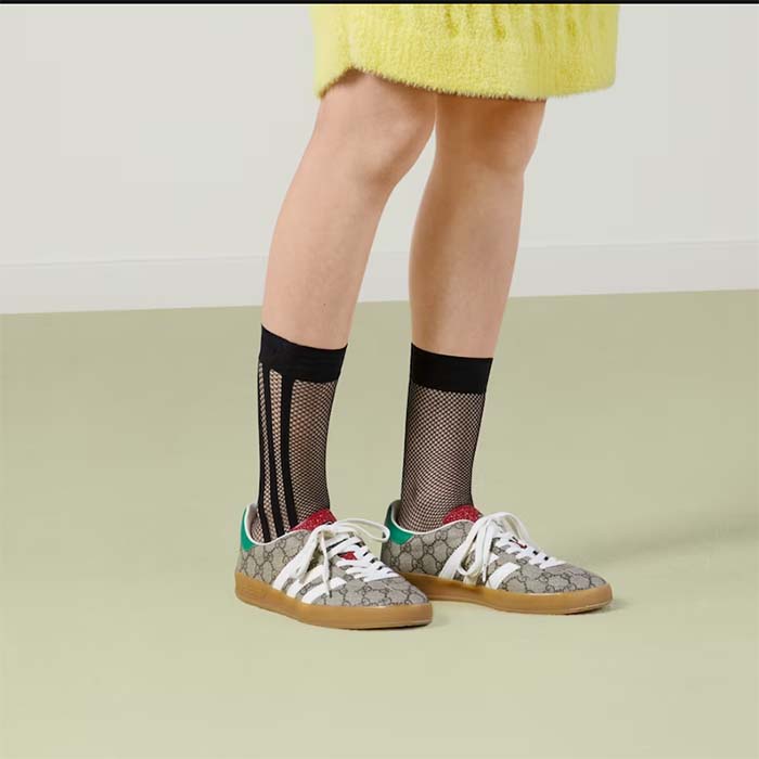 Gucci Unisex Adidas x Gucci Gazelle Sneaker Beige Ebony GG Supreme Canvas Low Heel (5)