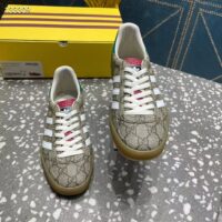 Gucci Unisex Adidas x Gucci Gazelle Sneaker Beige Ebony GG Supreme Canvas Low Heel (4)