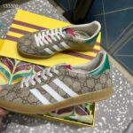 Gucci Unisex Adidas x Gucci Gazelle Sneaker Beige Ebony GG Supreme Canvas Low Heel - Image 6