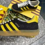 Gucci Unisex Adidas x Gucci Gazelle Sneaker Black Original GG Canvas Rubber Low 3 CM Heel - Image 7