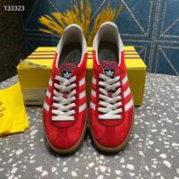 Gucci Unisex Adidas x Gucci Gazelle Sneaker Red Original GG Canvas Rubber Low 3 CM Heel (3)
