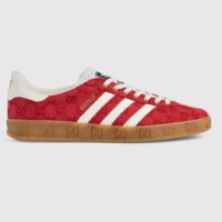 Gucci Unisex Adidas x Gucci Gazelle Sneaker Red Original GG Canvas Rubber Low 3 CM Heel (3)