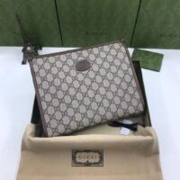 Gucci Unisex Beauty Case Interlocking G Beige Ebony GG Supreme Canvas (11)