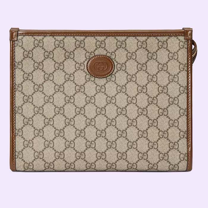 Gucci Unisex Beauty Case Interlocking G Beige Ebony GG Supreme Canvas