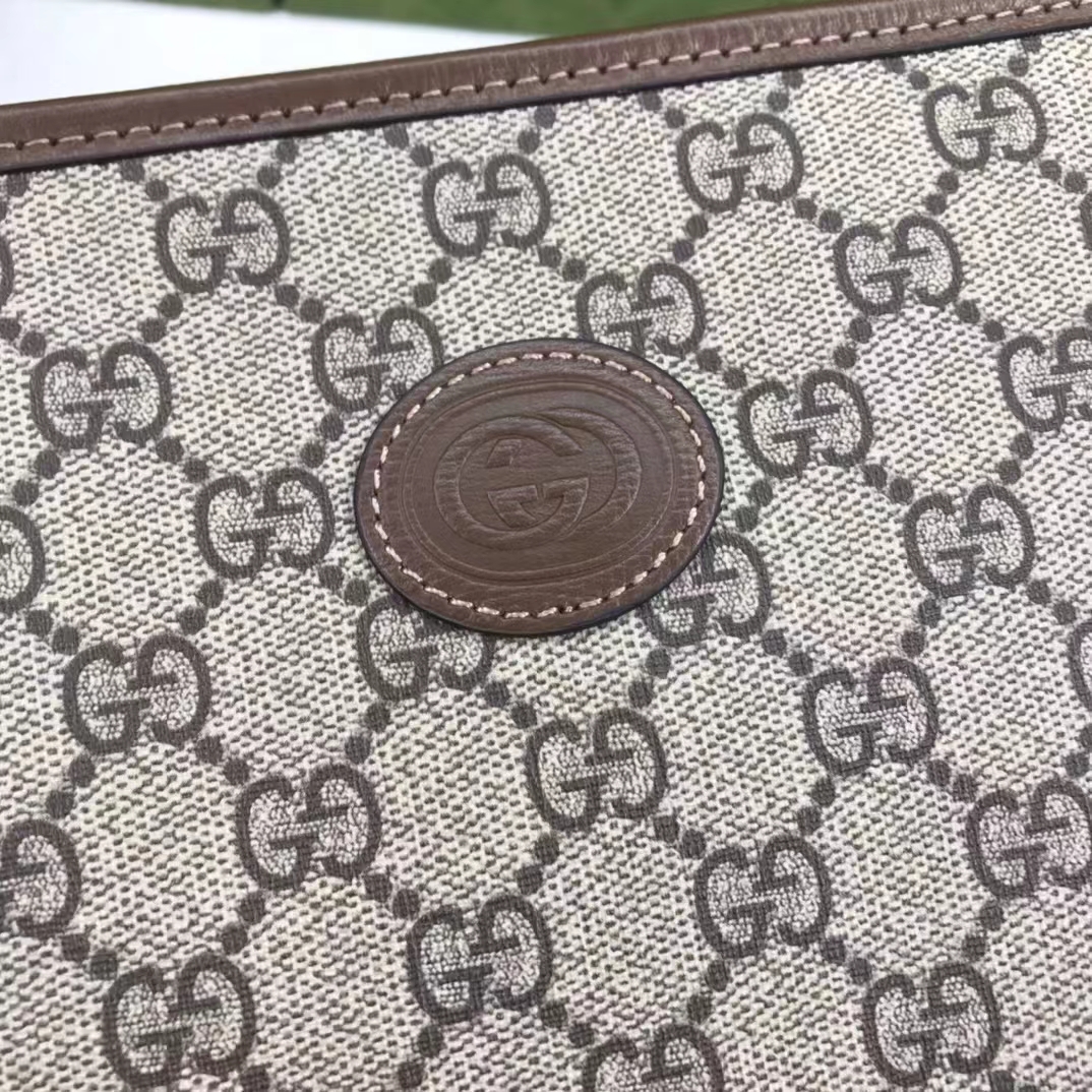 Gucci Unisex Beauty Case Interlocking G Beige Ebony GG Supreme Canvas (4)