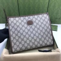 Gucci Unisex Beauty Case Interlocking G Beige Ebony GG Supreme Canvas (11)