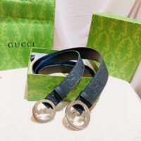 Gucci Unisex Blondie Belt Black Maxi GG Leather G Buckle 3 CM Width (1)