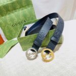 Gucci Unisex Blondie Belt Black Maxi GG Leather G Buckle 3 CM Width - Image 9