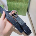 Gucci Unisex Blondie Belt Black Maxi GG Leather G Buckle 3 CM Width - Image 7
