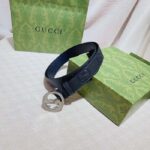 Gucci Unisex Blondie Belt Black Maxi GG Leather G Buckle 3 CM Width - Image 4