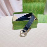 Gucci Unisex Blondie Belt Black Maxi GG Leather G Buckle 3 CM Width - Image 5