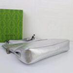 Gucci Unisex Blondie Medium Tote Bag Silver Lamé Leather Round Interlocking G - Imagen 7