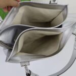 Gucci Unisex Blondie Medium Tote Bag Silver Lamé Leather Round Interlocking G - Imagen 9