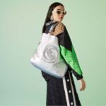Gucci Unisex Blondie Medium Tote Bag Silver Lamé Leather Round Interlocking G - Imagen 11