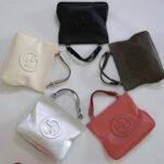 Gucci Unisex Blondie Medium Tote Bag Silver Lamé Leather Round Interlocking G - Imagen 10