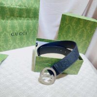 Gucci Unisex Blondie Wide Belt Black Maxi GG Leather G Buckle 4 CM Width (1)