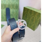 Gucci Unisex Blondie Wide Belt Black Maxi GG Leather G Buckle 4 CM Width – Bild 7