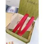 Gucci Unisex Buckle Thin Belt Red Leather Gold-Toned Hardware 1.5 CM Width – Image 6