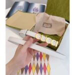 Gucci Unisex Buckle Thin Belt White Leather Gold-Toned Hardware 2 CM Width - immagine 6