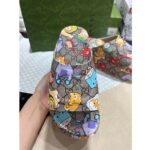 Gucci Unisex GG Animal Print Rubber Slide Sandal Beige Embossed Interlocking G Low Heel - immagine 5